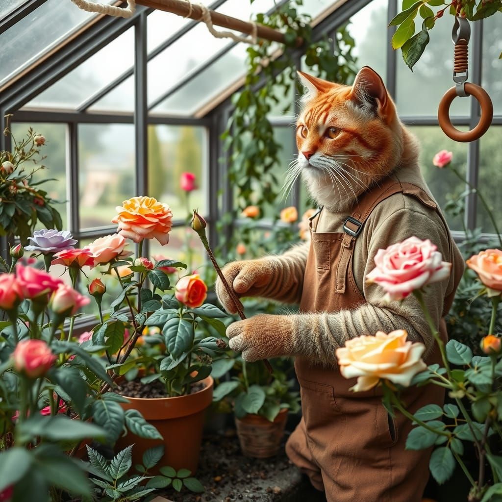cat gardener  by @Lady on Fire