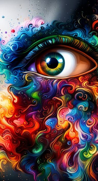 human eye with galaxies, graffiti art, splash art, street ar...