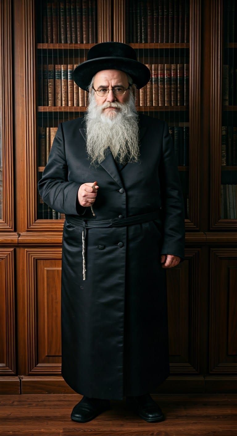 Serious Hassidic Rabbi Lost in Thought