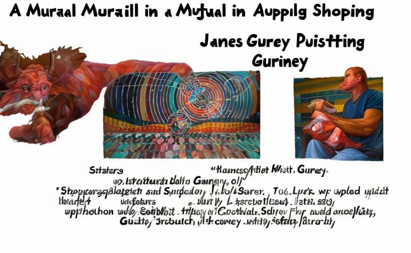 a mural in a shopping mall oil painting by James Gurney