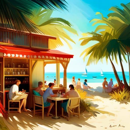 beach cafe - AI Generated Artwork - NightCafe Creator