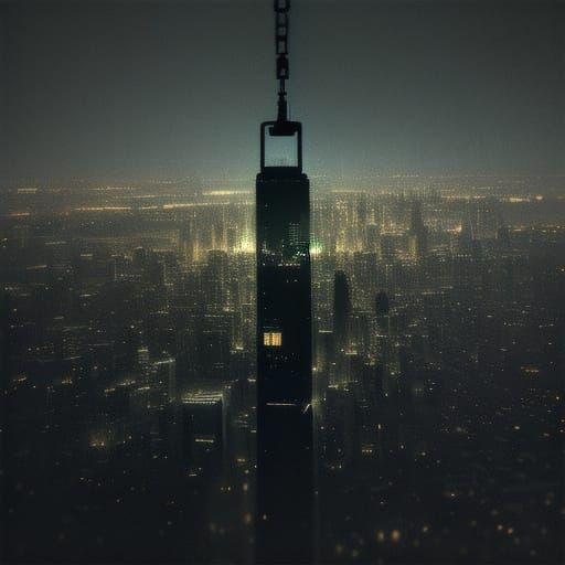 Miniature City Lights Within Broken Bulb