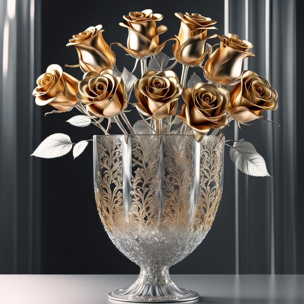 gold & silver roses