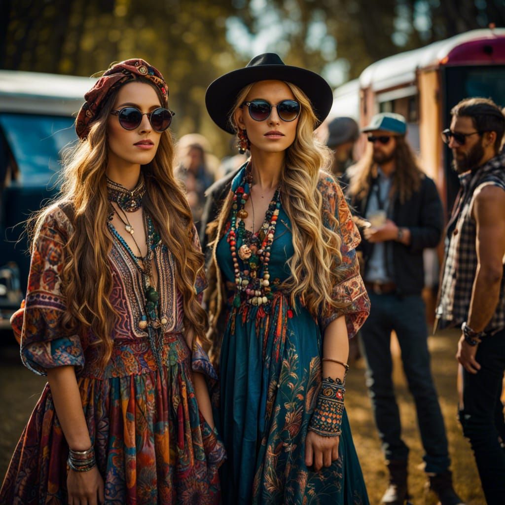 hippie chicks - AI Generated Artwork - NightCafe Creator