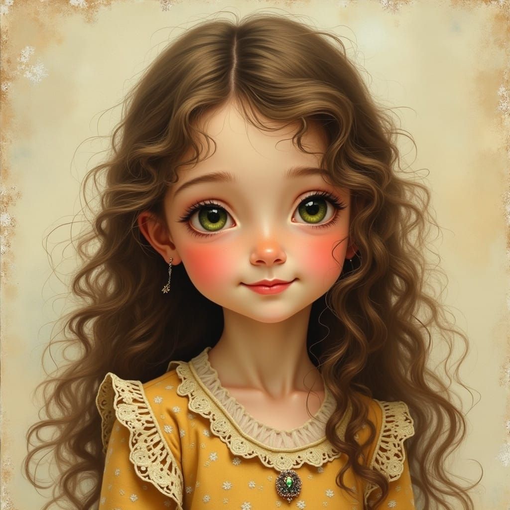 Gentle Bride with Lush Hair and Tiara