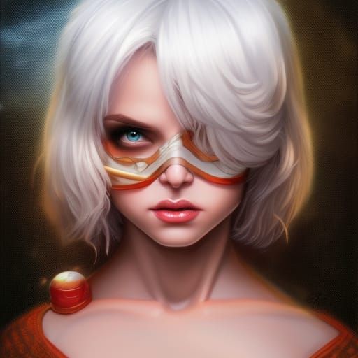 Hyperreal 80s Cat Girl Portrait in Comic Art Style