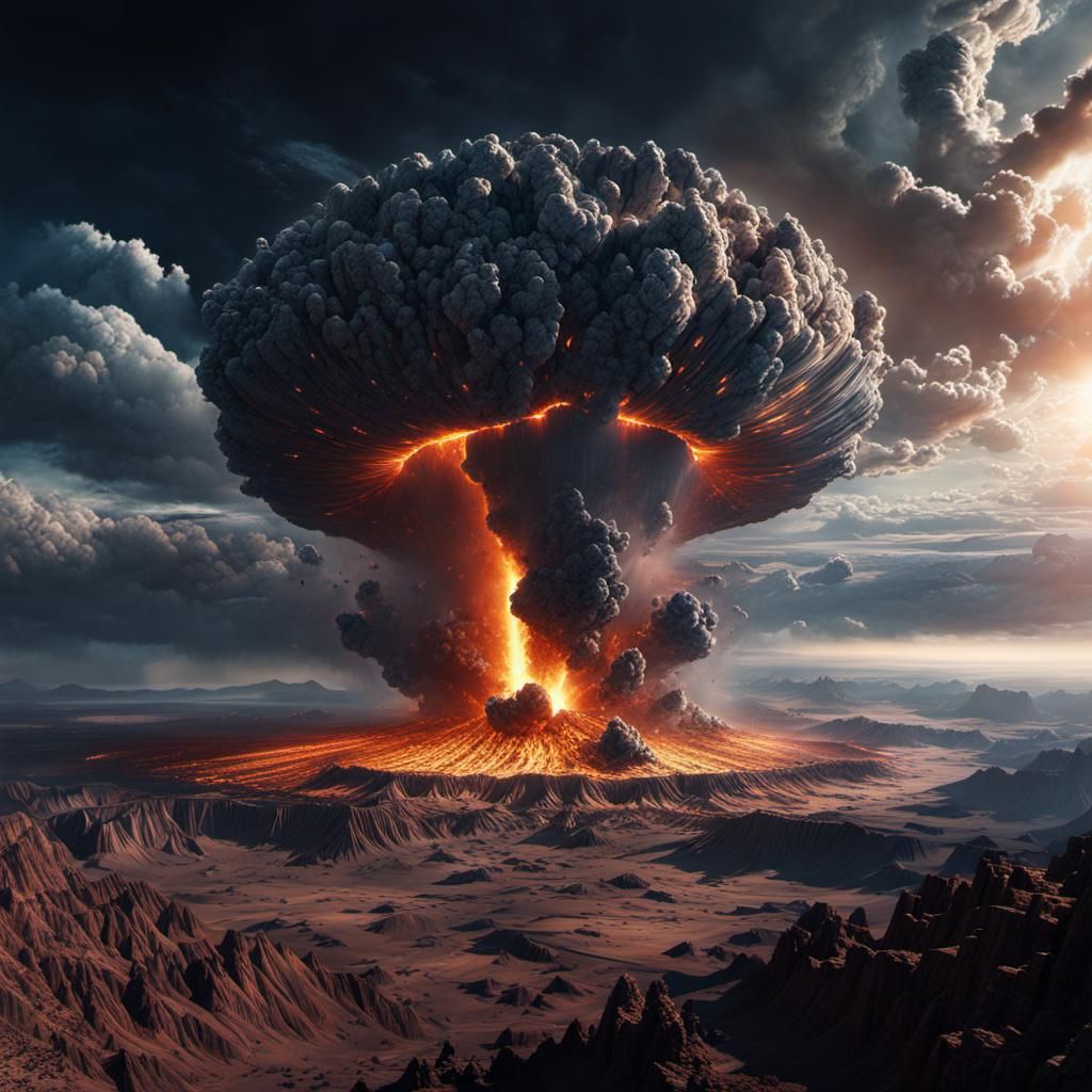 Meteorite impact. Epic cinematic brilliant stunning intricat...