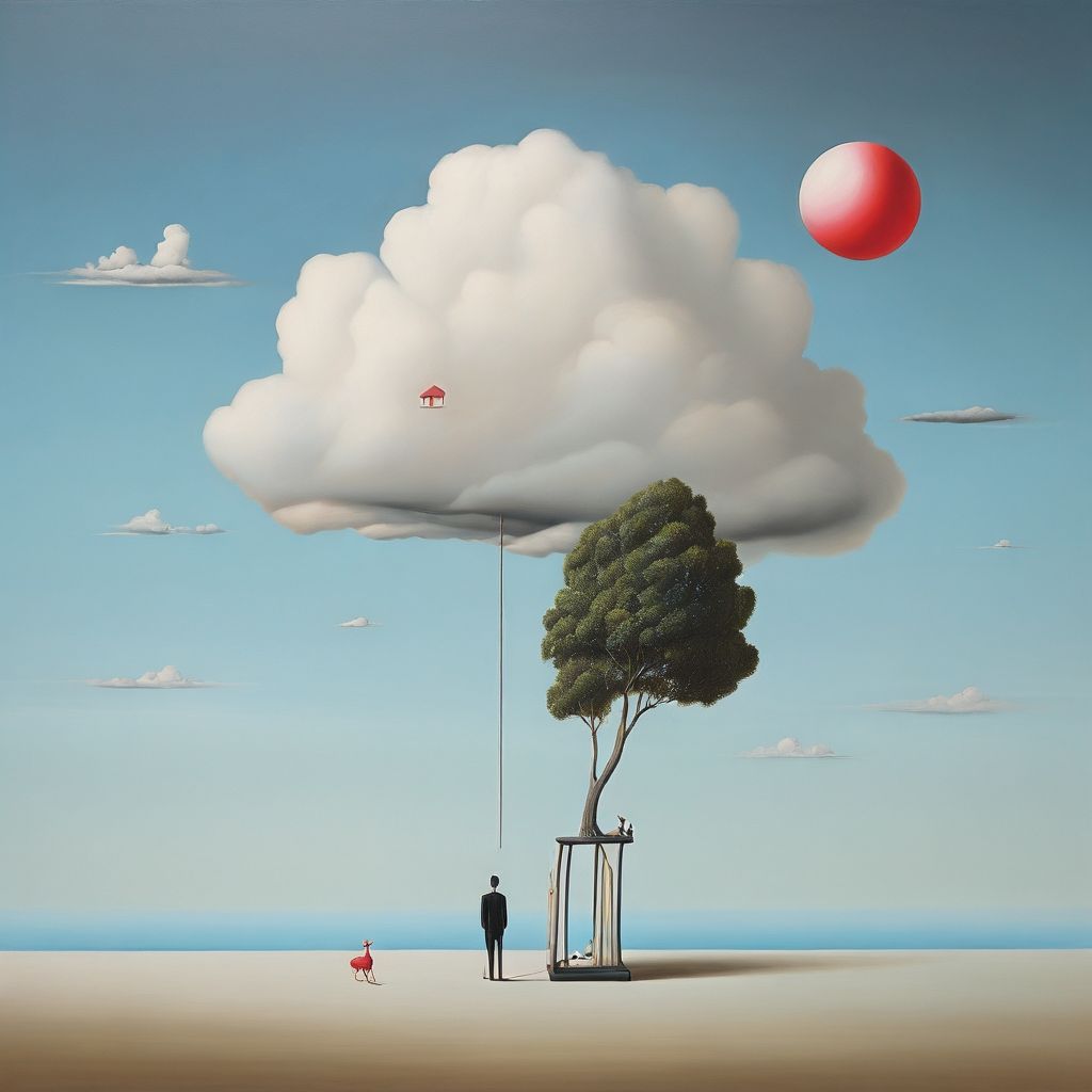 Tree, cloud and red balloon