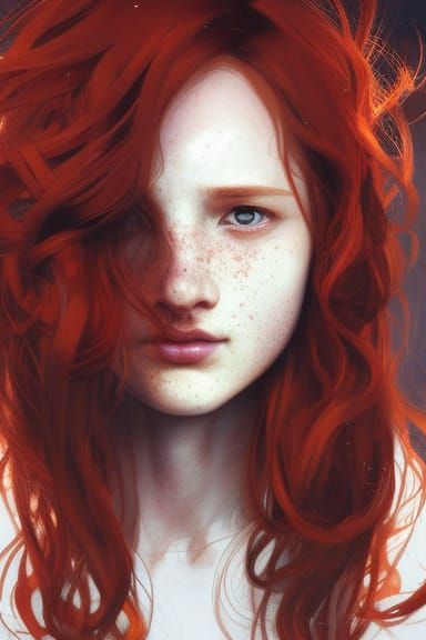 Shy red head
