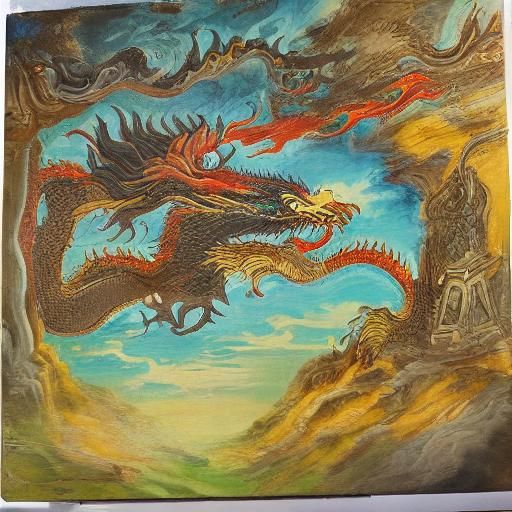 Imperial Dragon Robe and Palace in Expressionist Style