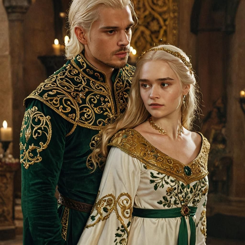 Regal Couple in Opulent Medieval Luxury