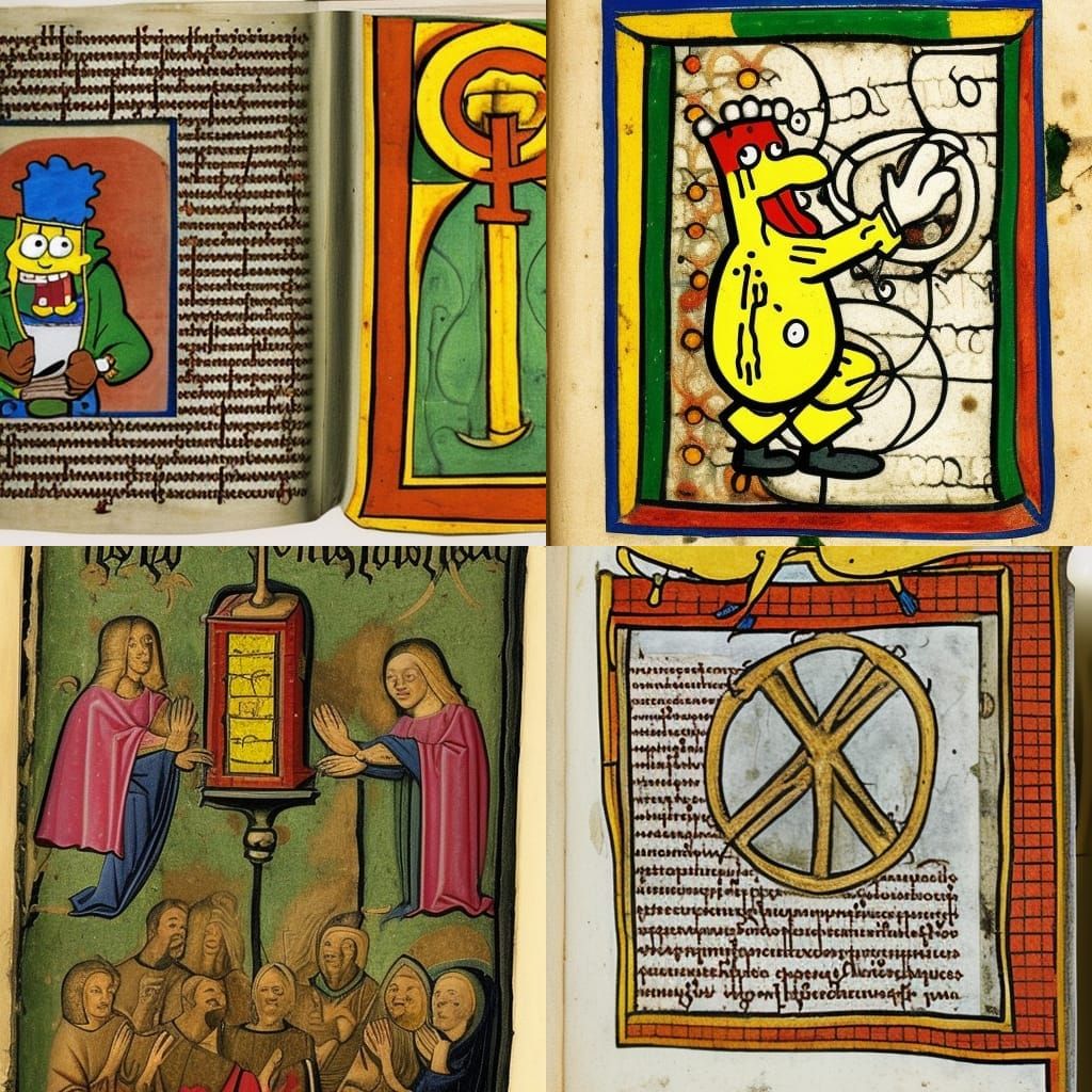 Spongebob as medieval manuscript marginalia in the style of Hildegard ...