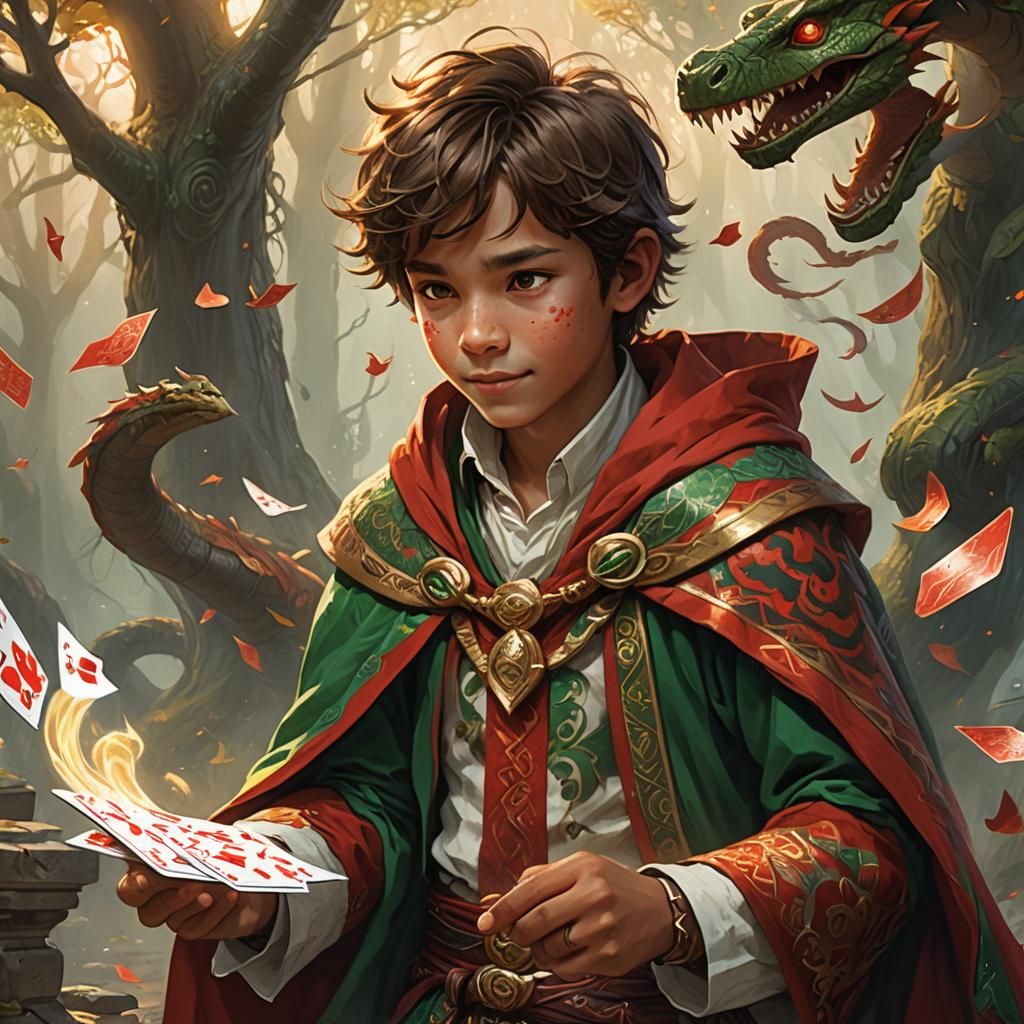 Boy Running to Card Game in Greg Rutkowski Style