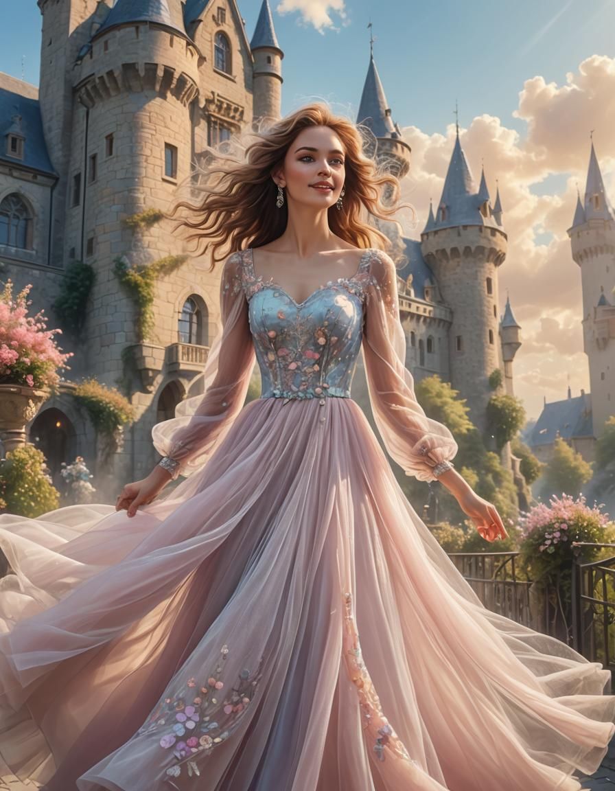 A young lady in a tulle dress.