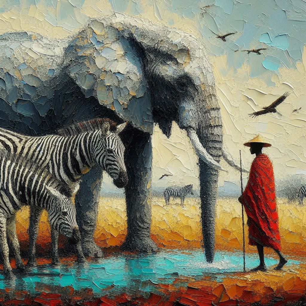 At the watering trough in Tsavo East Park Kenyan