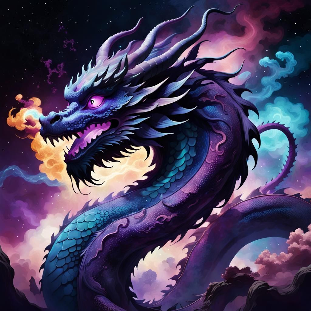 digital illustration, dense colorful gases and nebulae, dark...