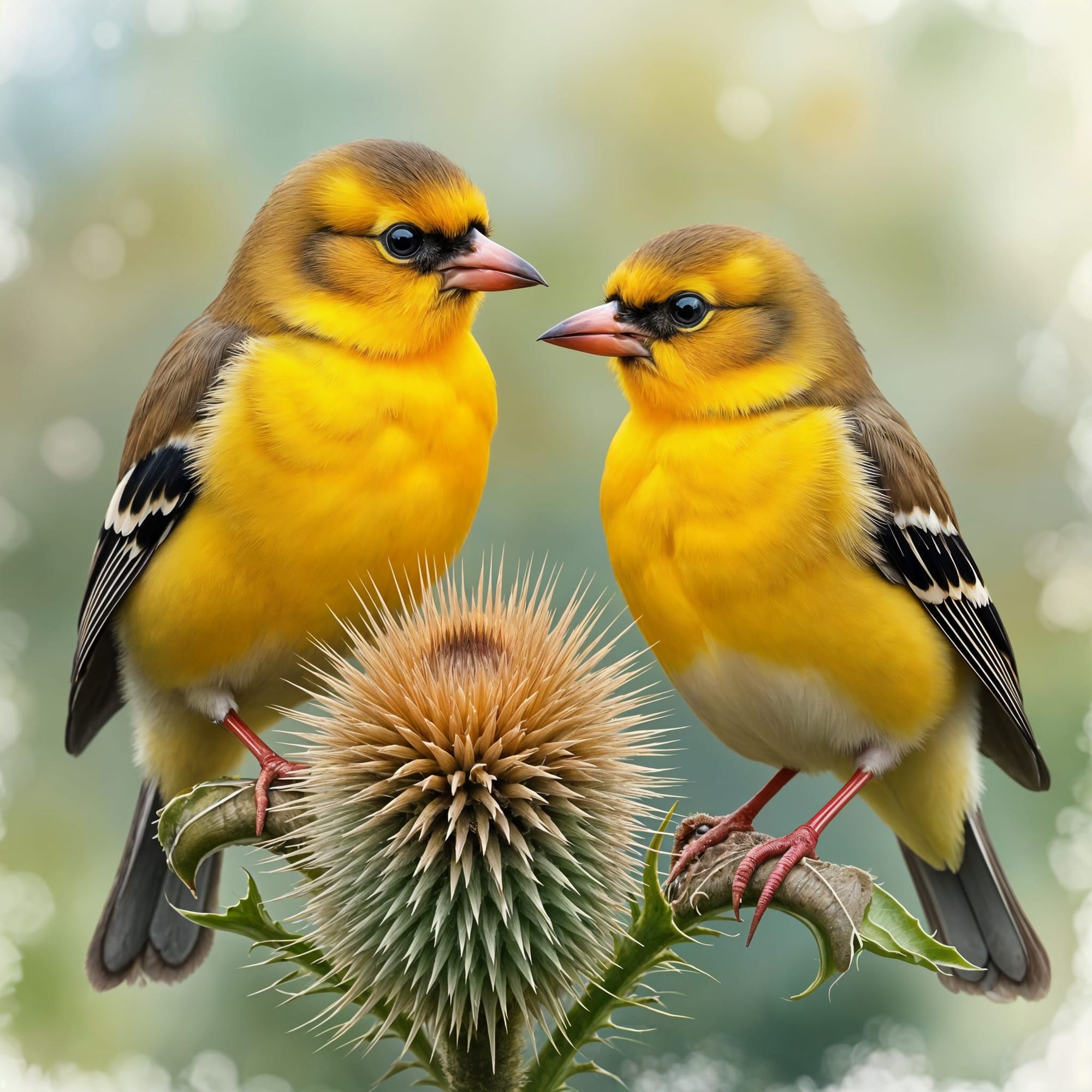 Goldfinches on a thistle