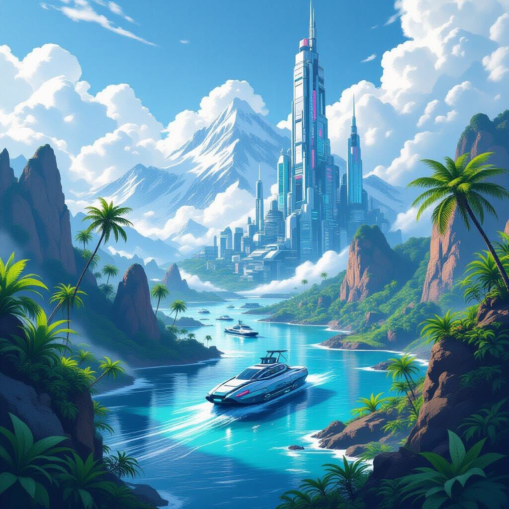 🌊⛰️🏔️🌳🌴🌱🌱🌱🍃🪨💨🚢Cyberpunk