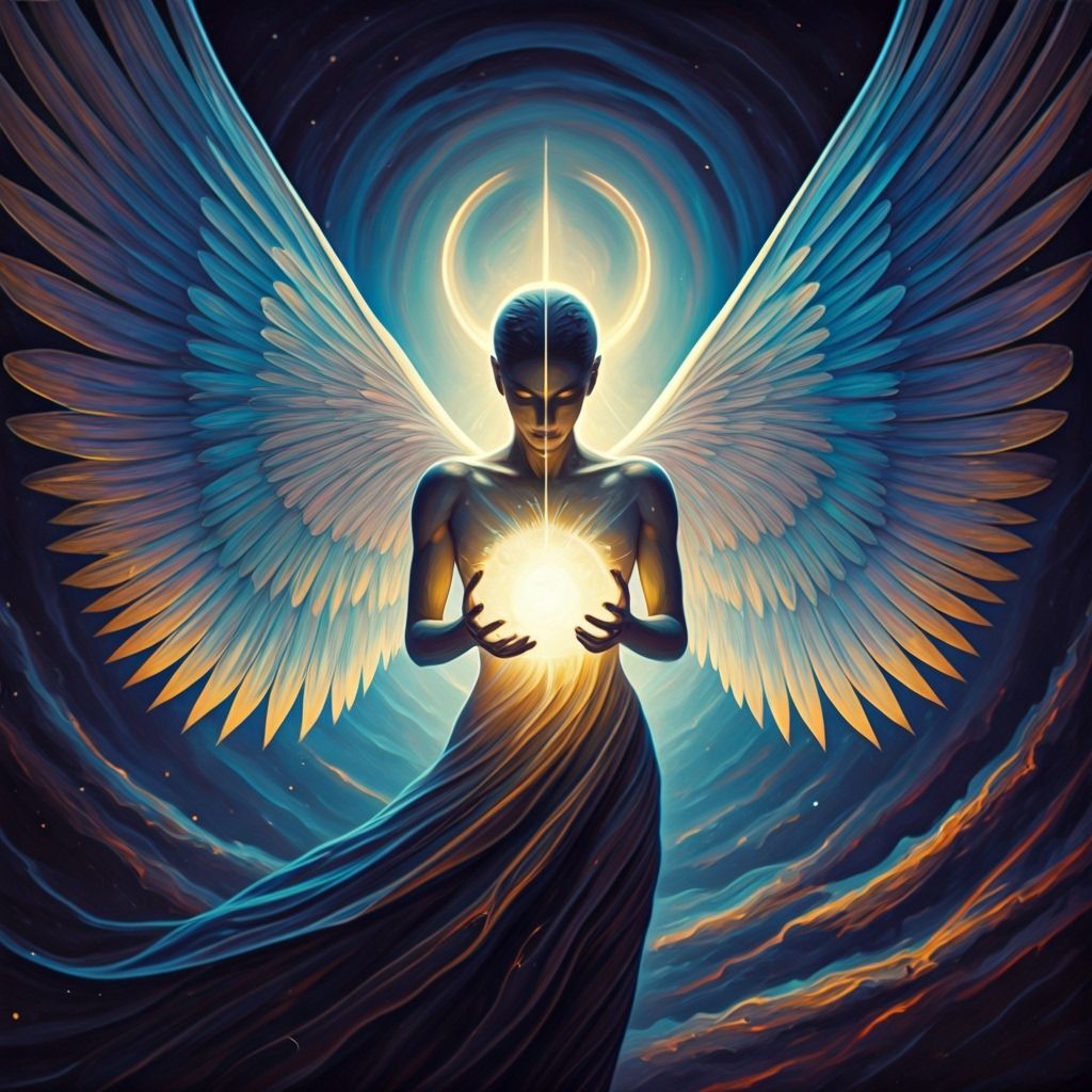 Celestial Being Emerges From Nebula in Surrealist Oil Painti...