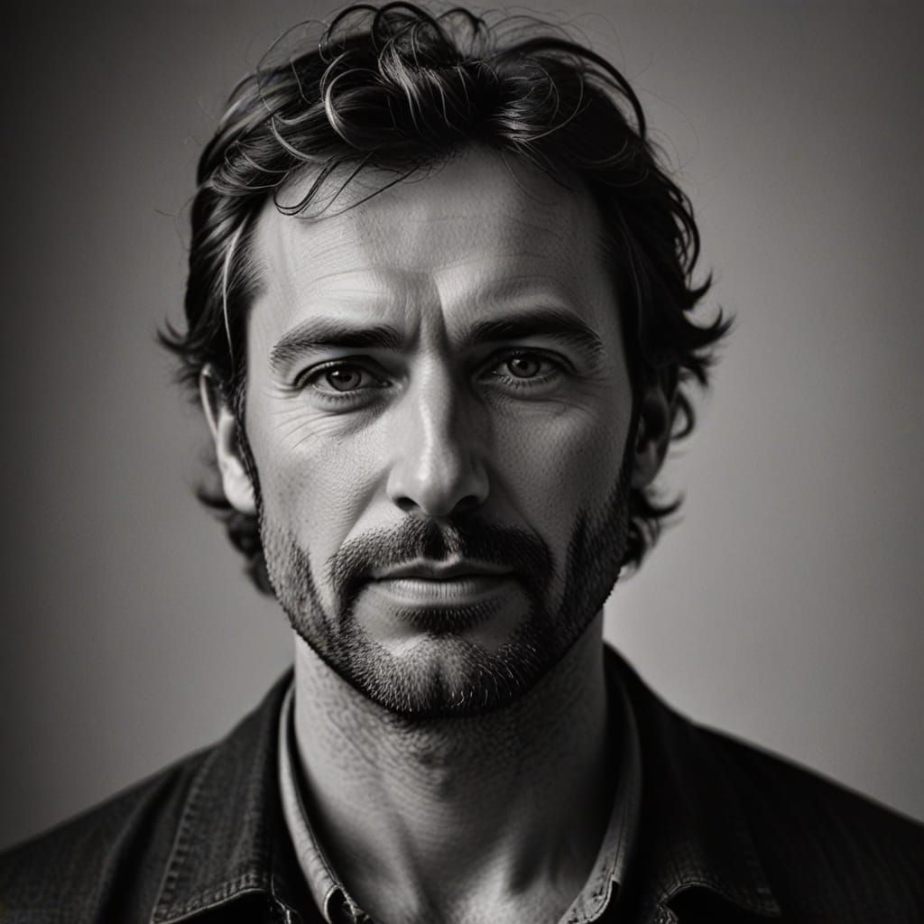 Expressive Black and White Portrait of a Man