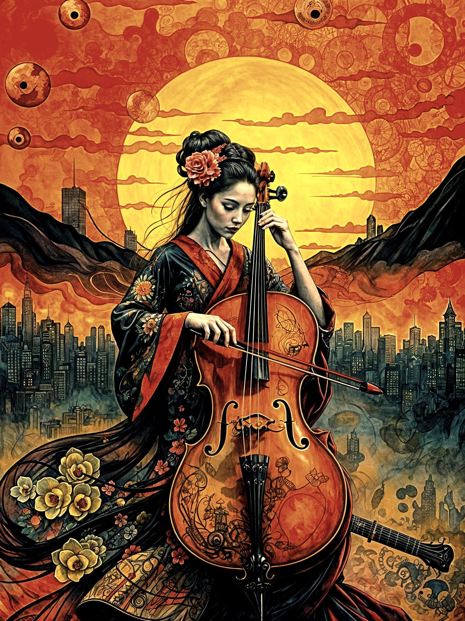 Cello player  by @Rethy