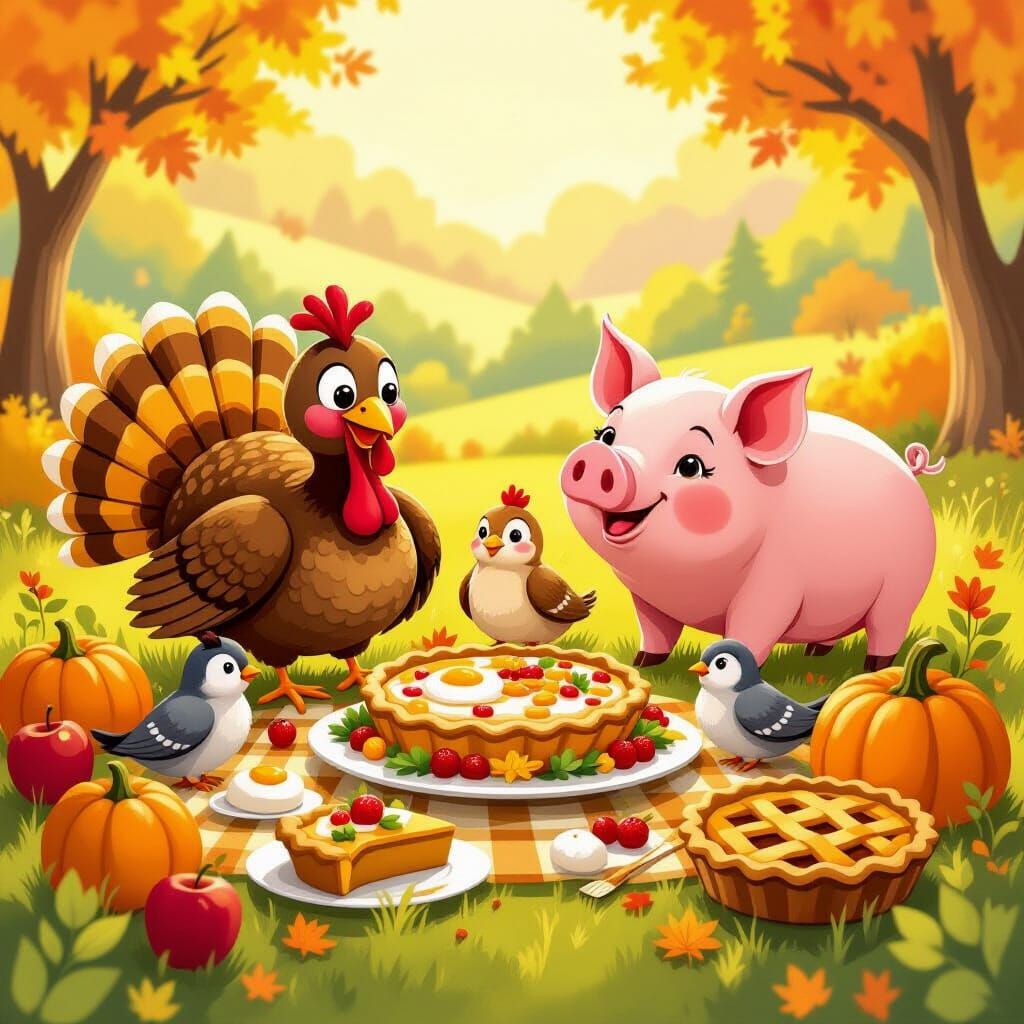 Animal Friends Enjoying a Veggie Thanksgiving  by @Helix