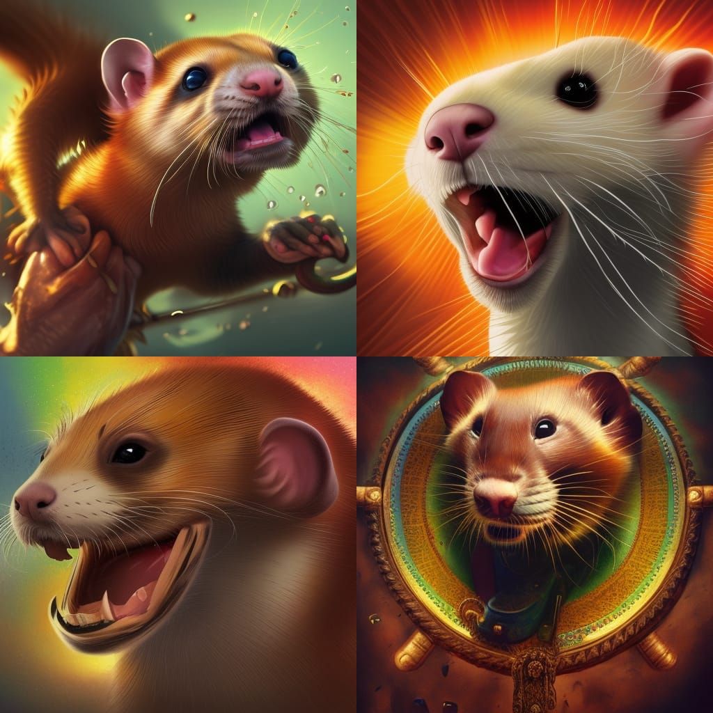 ferret king, ruling the world, bosch style, angry but smiling : r/nightcafe