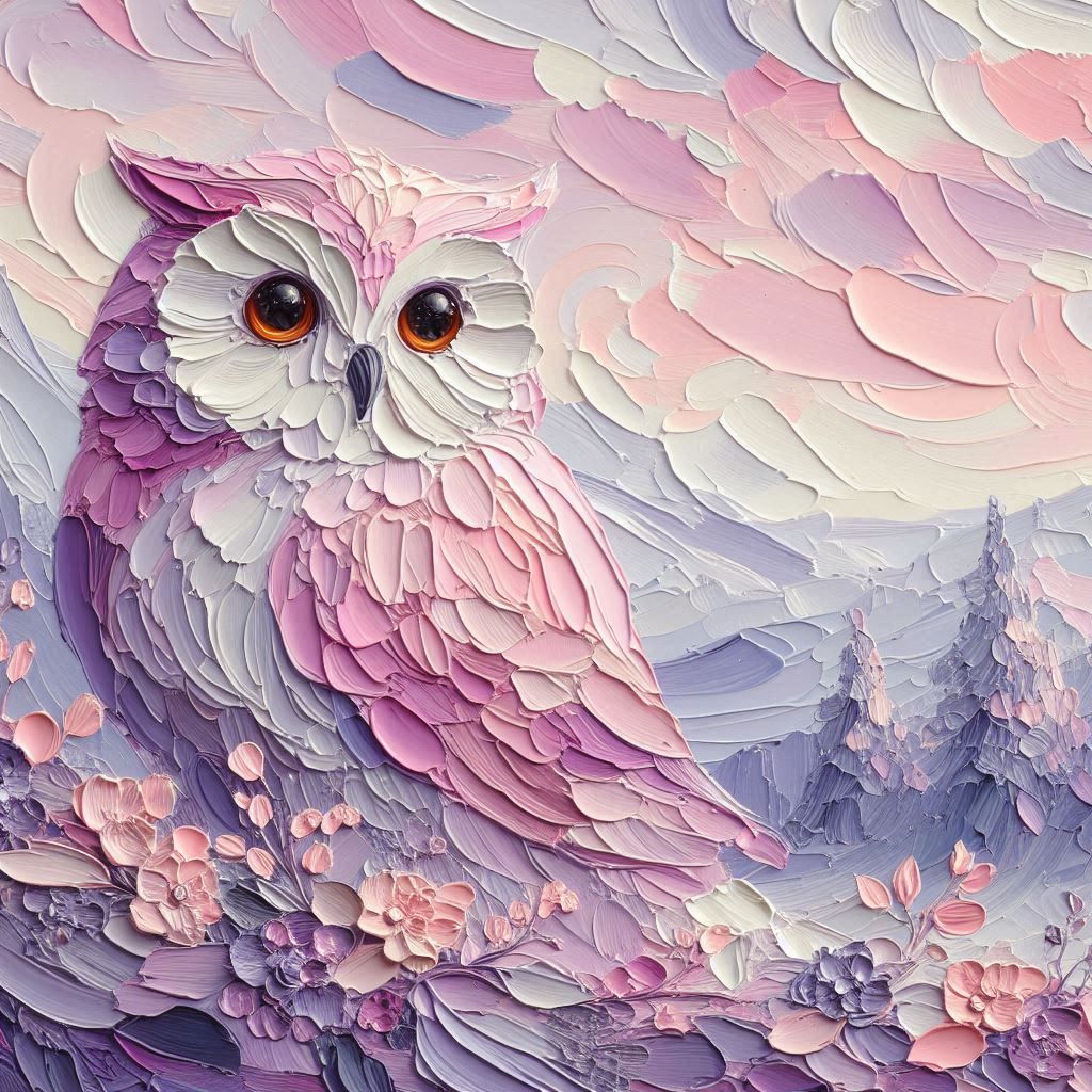 pastel pink and pastel purple owl