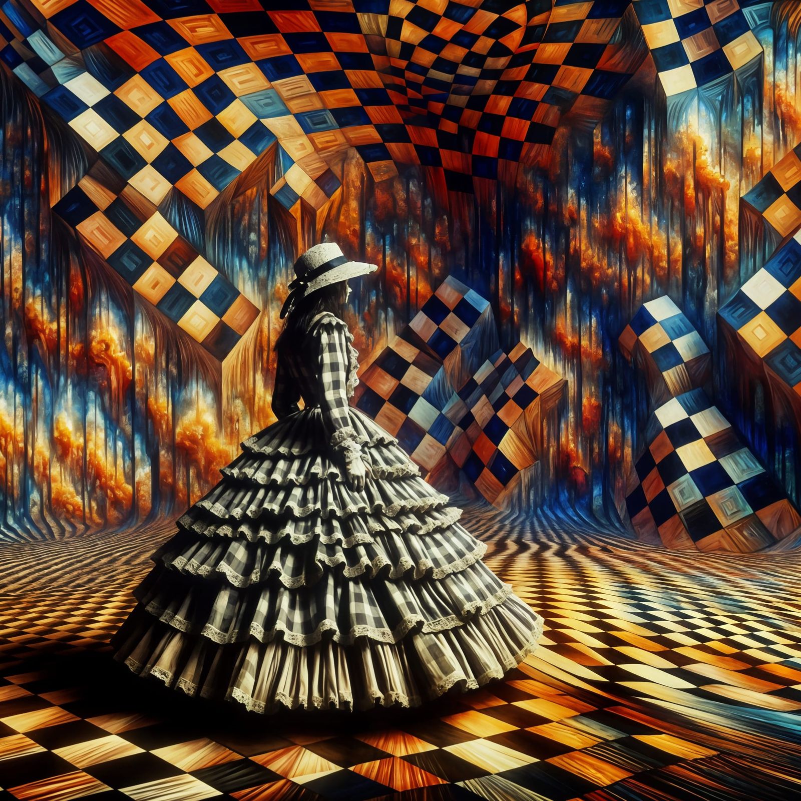 Disturbing Gingham Dreamscapes in Abstract Expressionism Sty...