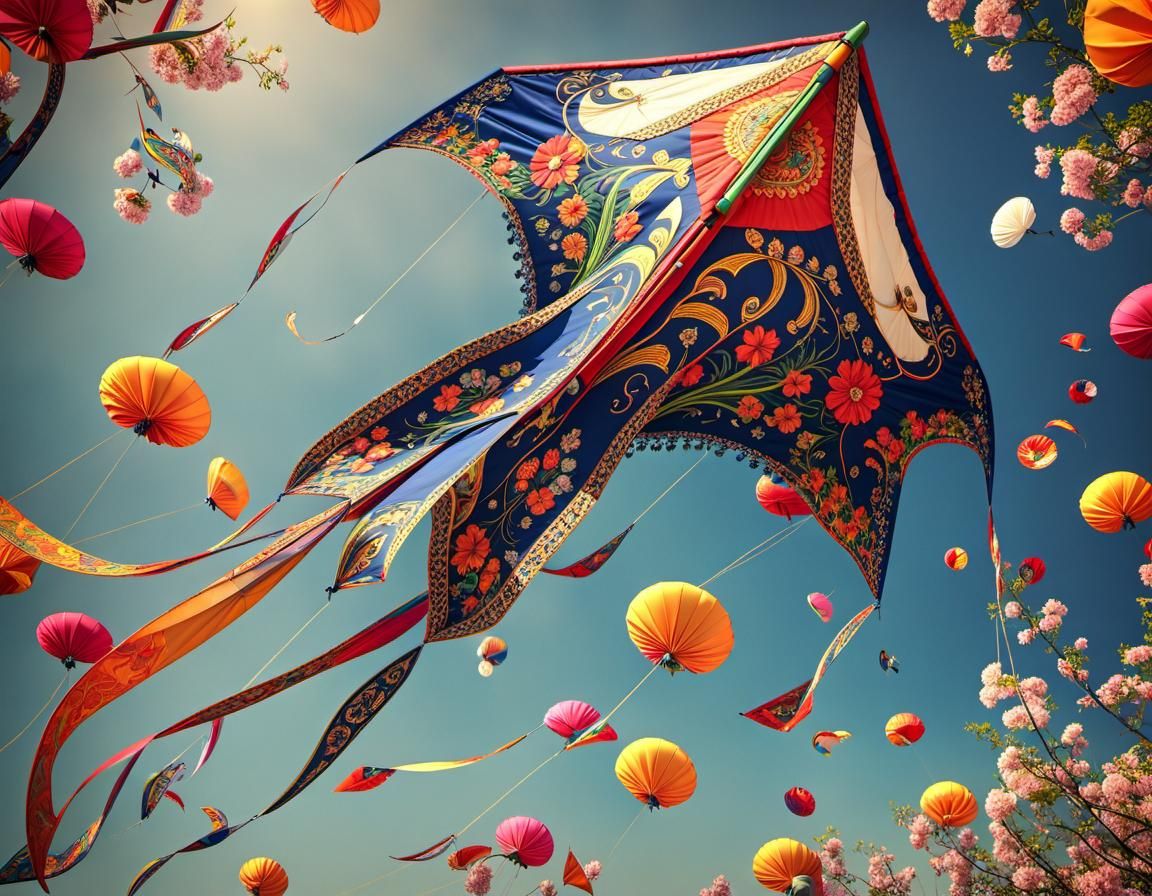 Kite flying in the sky   by @Lawrence of the Shire