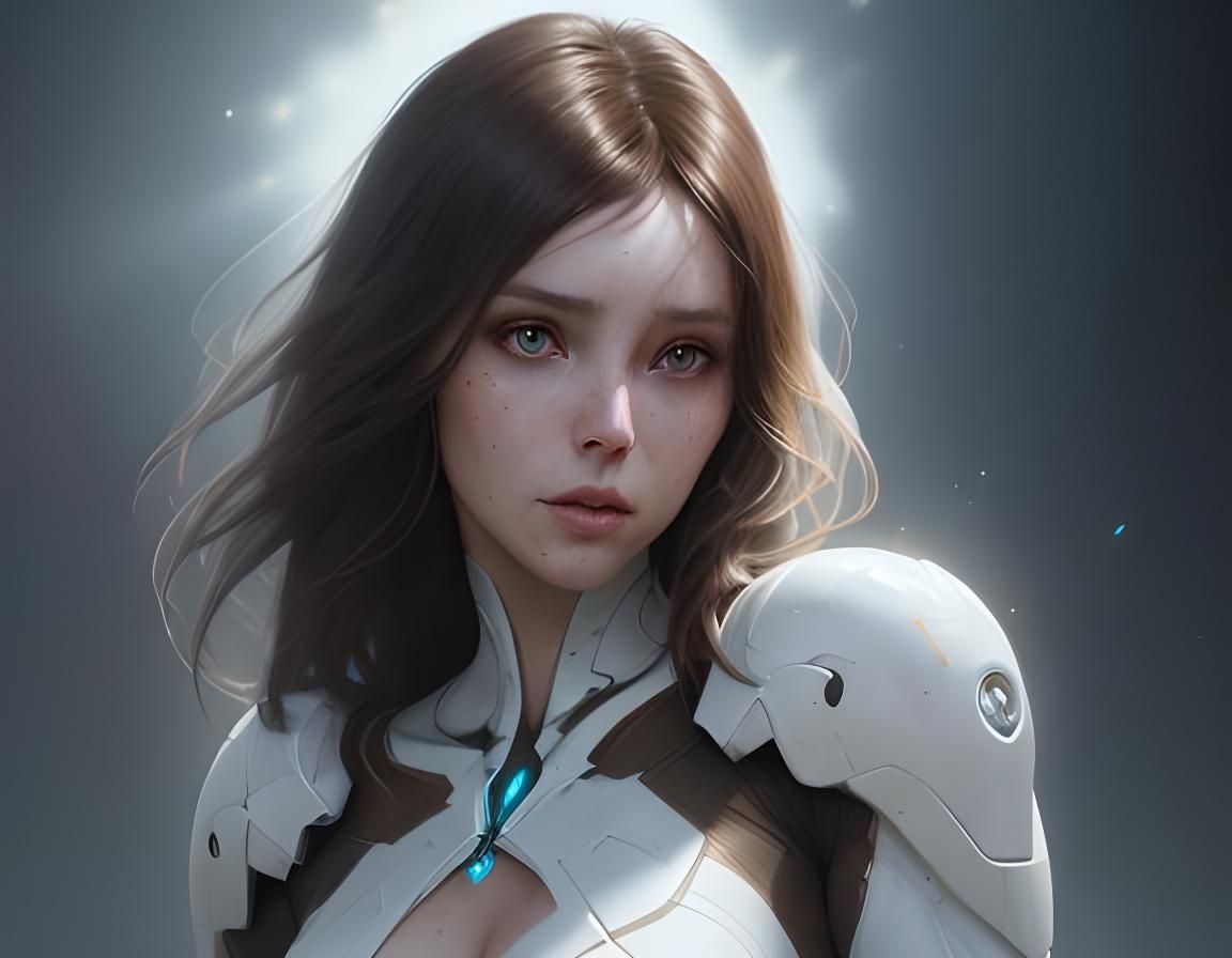 beauty brunette, white skinned alien lady, hug