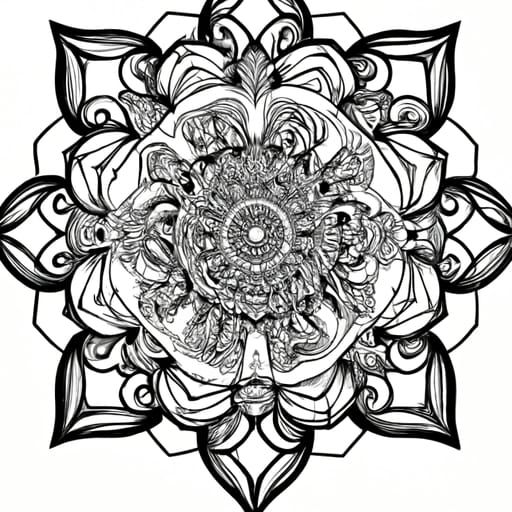 a detailed illustration of a black and white mandala. I woul...