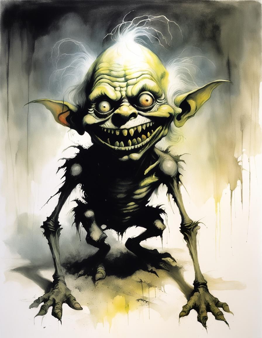 Giant giddy, glibbery, ghastly goblin, giggling, grotesque, ...