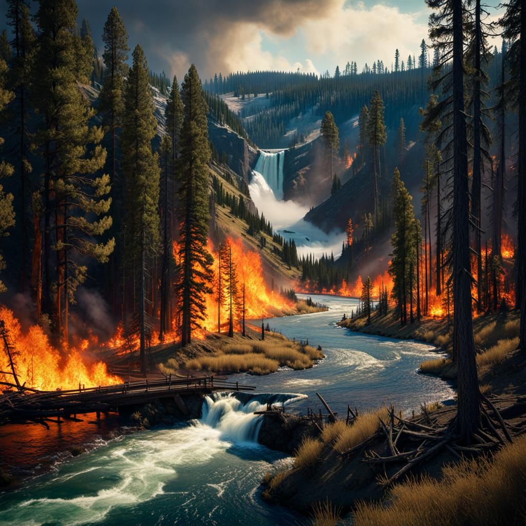 wildfire yellowstone national park 1988 - AI Generated Artwork ...