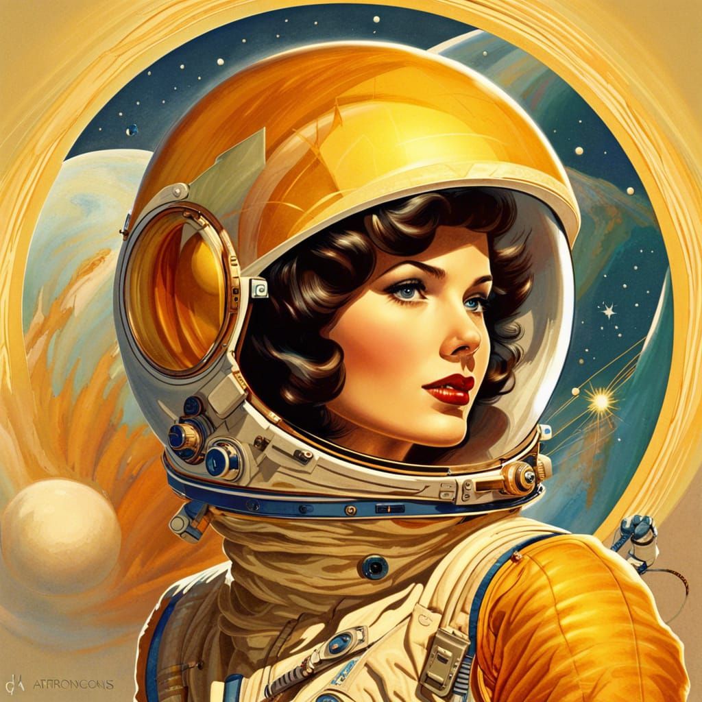 beautiful woman astronaut, full body, vibrant, perfect body, perfect ...