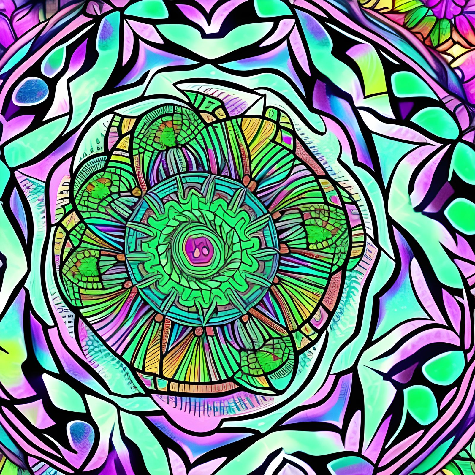 subliminal flash, iridescent, multi-dimensional A mandala image to ...