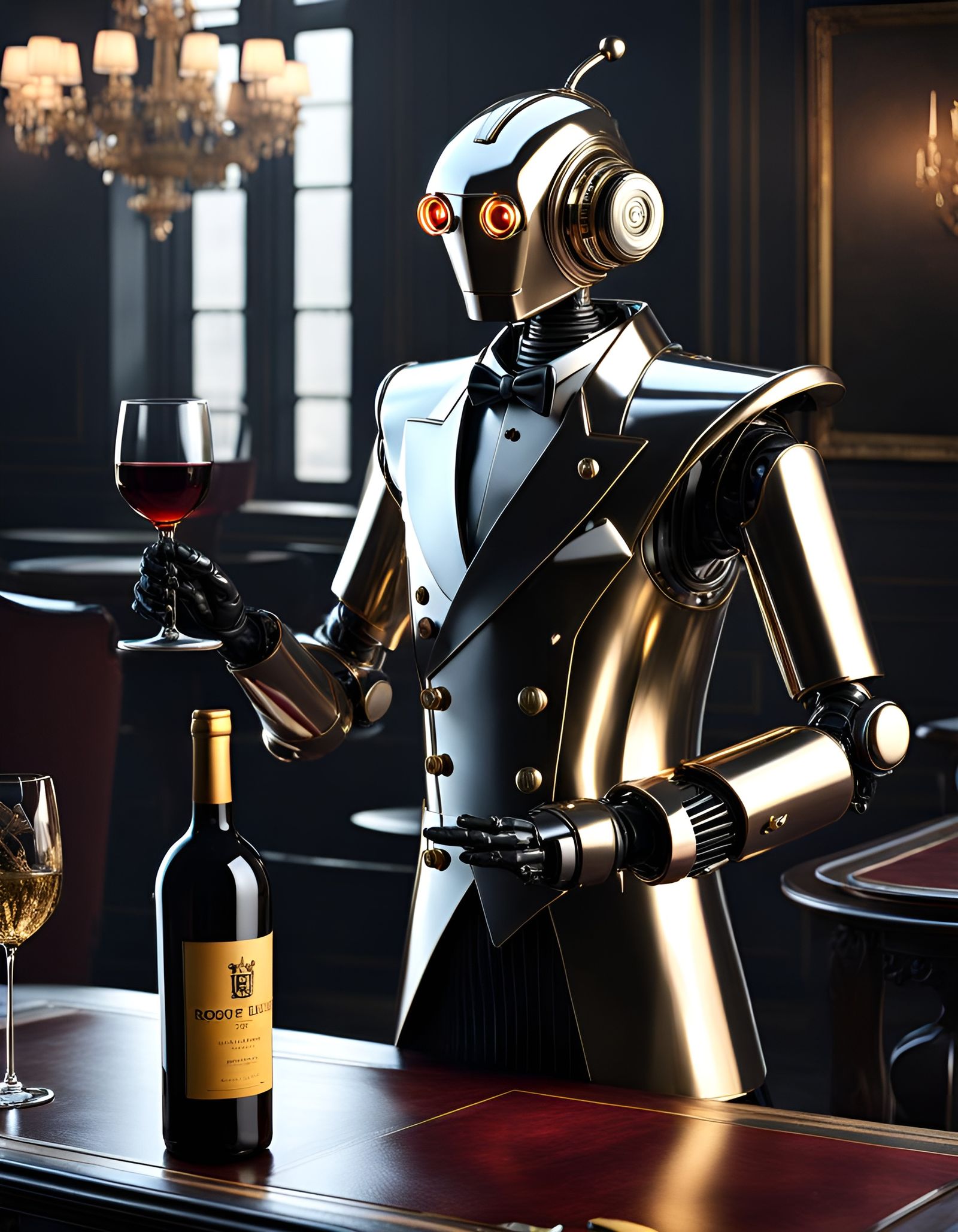 Robot Butler serving Wine  by @SirHeckerich