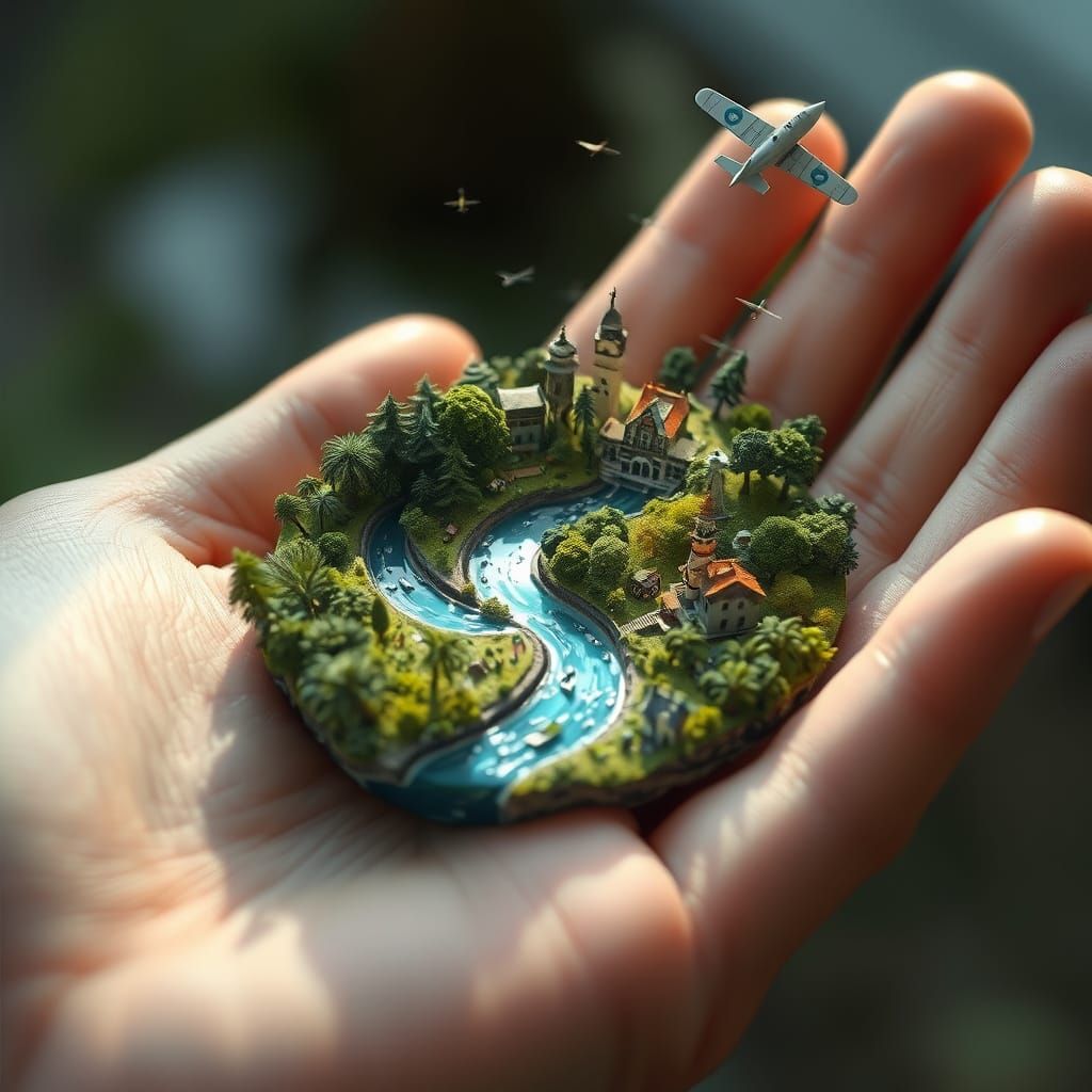 Magical Earth in Hand with Ethereal Lighting