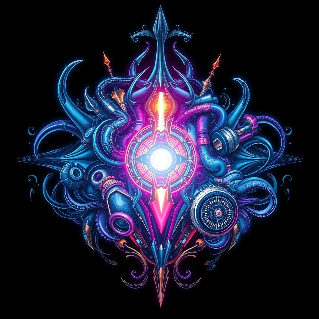 Cyberpunk Tattoo Design Inspired by Surrealist Masters