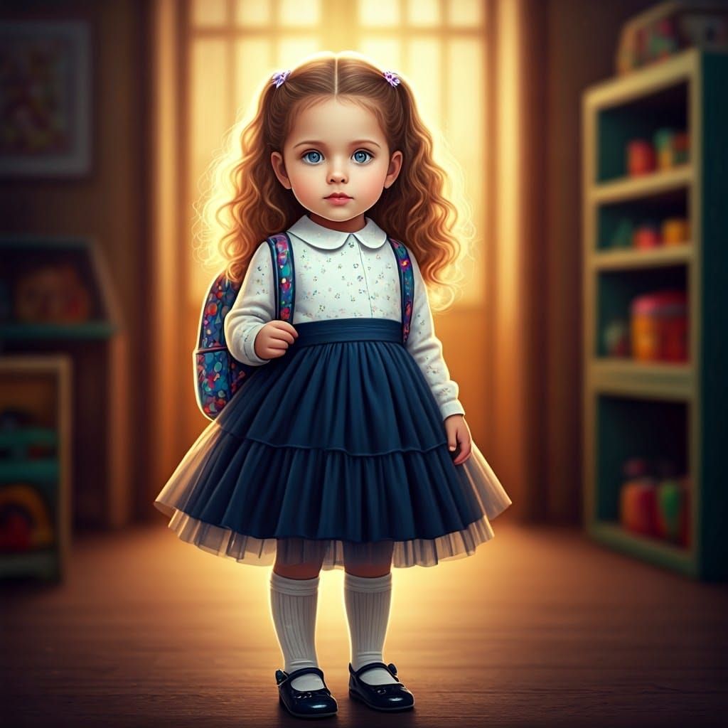 Haredi Girl in Kindergarten, Fantasy Concept Art