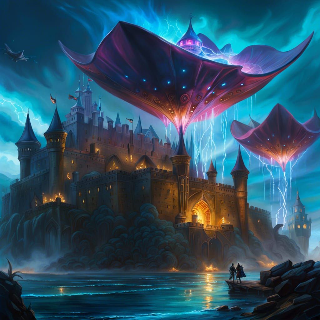 Bioluminescent stingrays   by @BansheeTales 