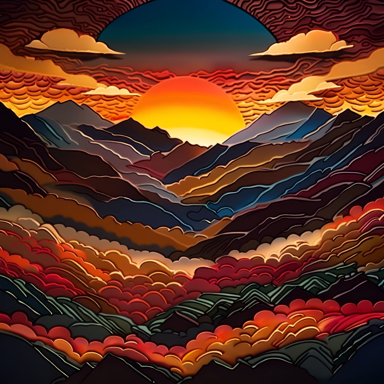 Mountain Sunset Cutout #3 - AI Generated Artwork - NightCafe Creator