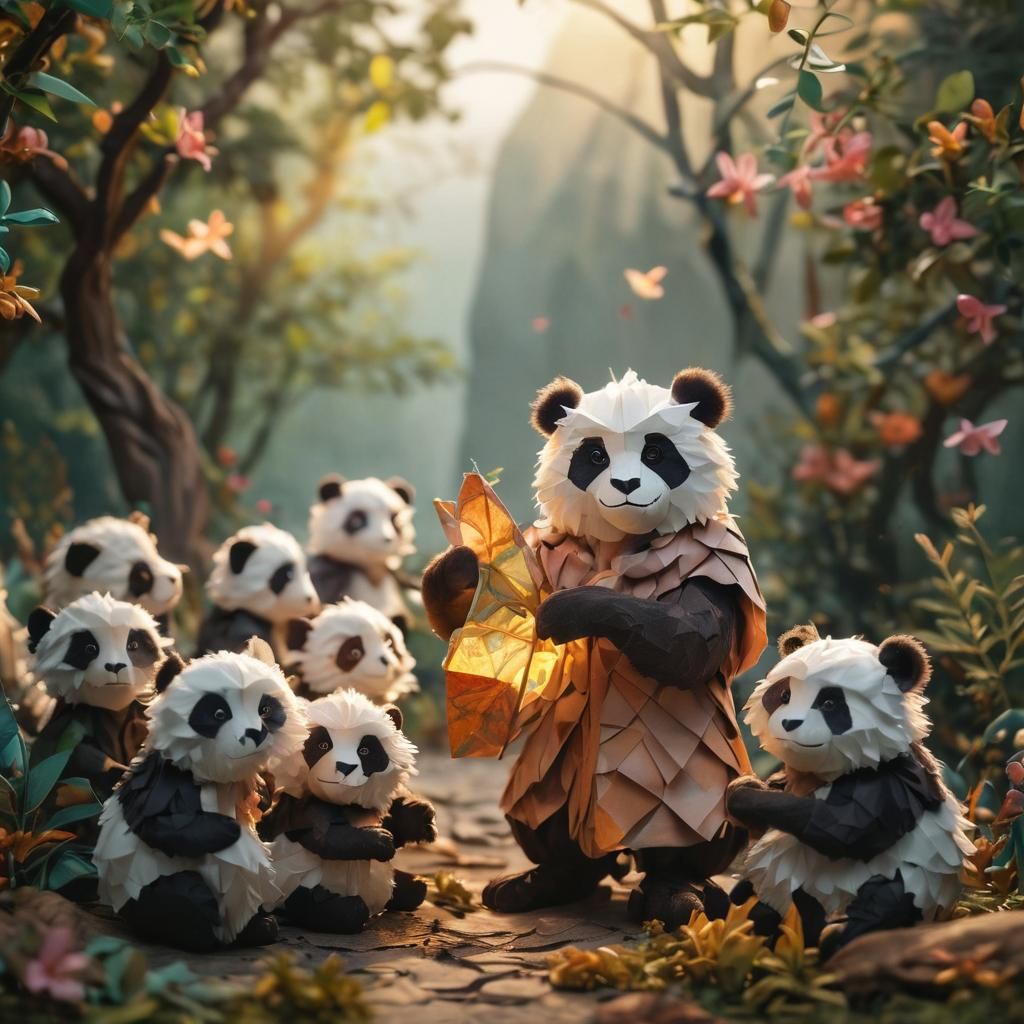 Whimsical Origami Art of Panda Friends