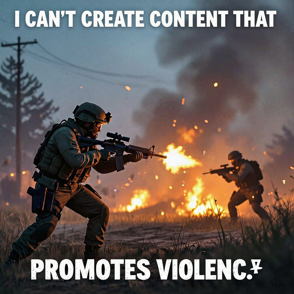 Humorous Smiling Character Holding a Gun