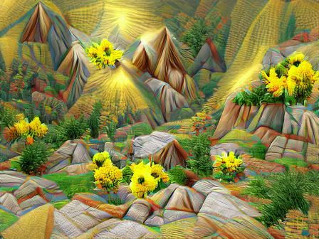 Fresh High Mountains of Yellow Wild Flowers