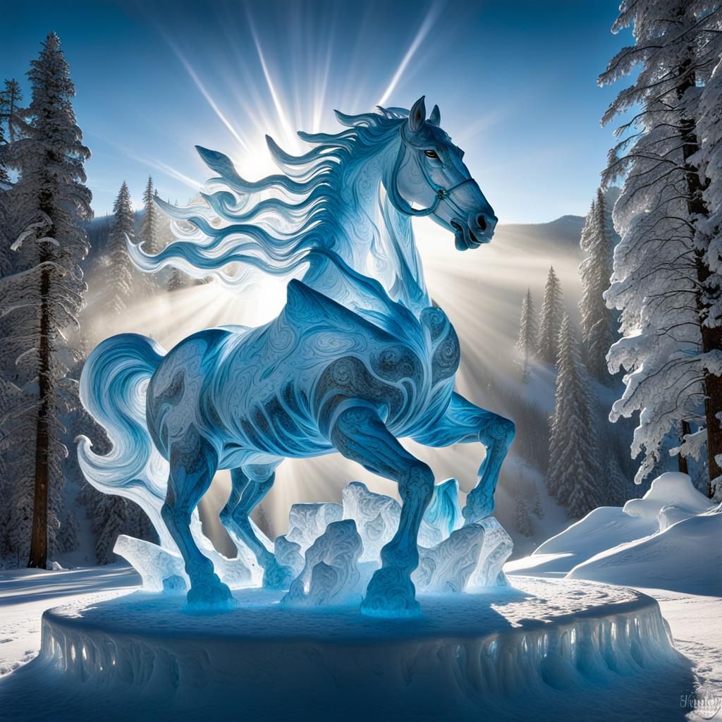 Horse Ice Sculpture - AI Generated Artwork - NightCafe Creator