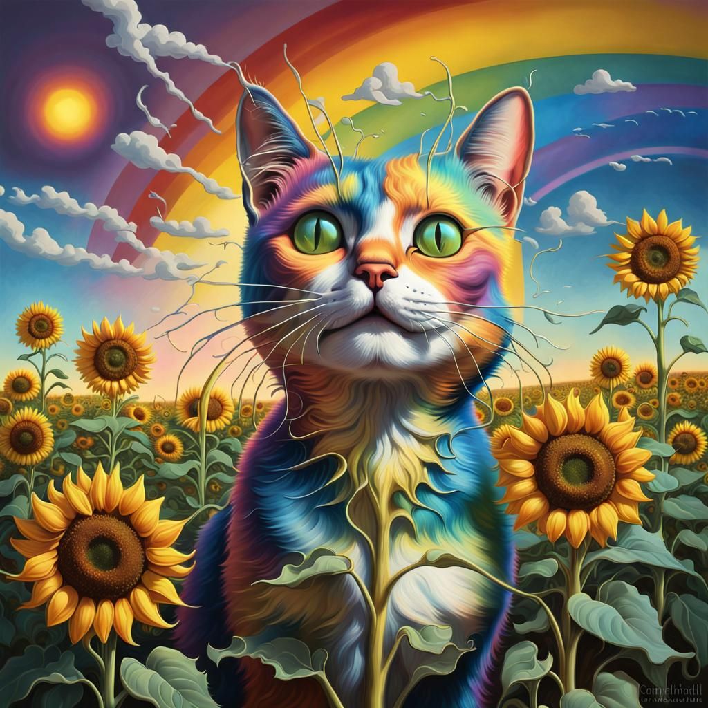 Starry Electric Lighting Cat Sunflowers Rainbow surrealism Salvador ...