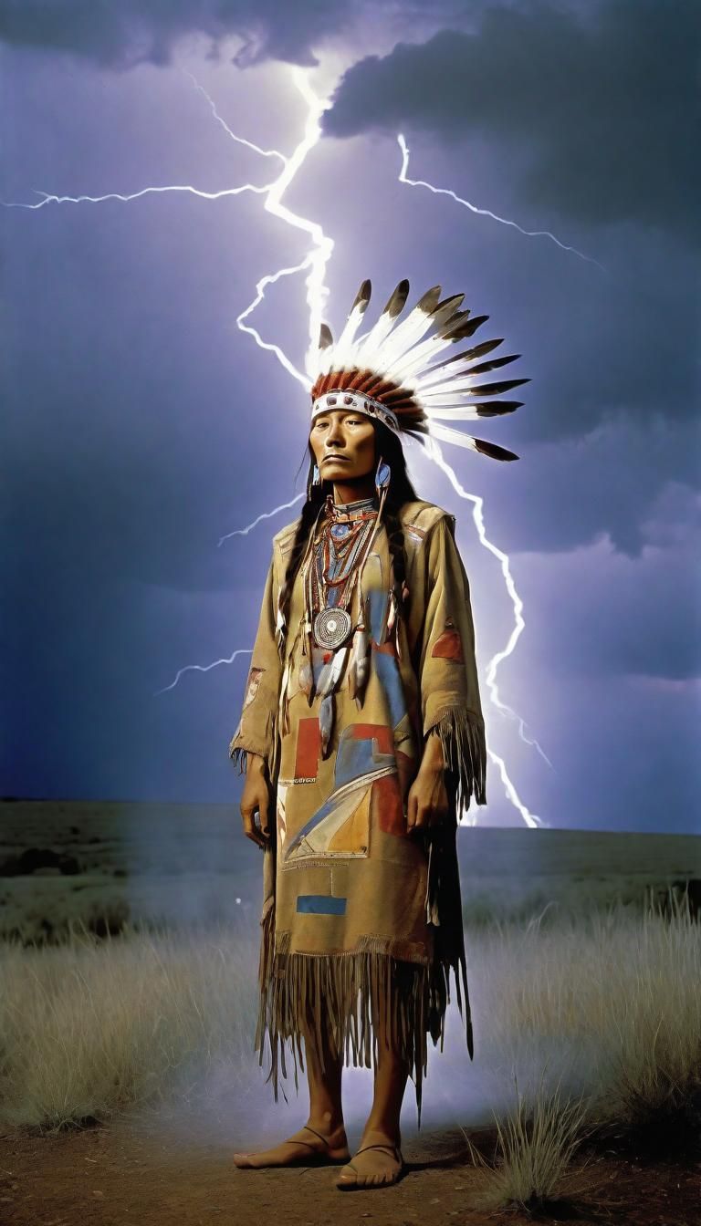 Lightning  strikes Native American Thunder Beings, Heyokah, ...