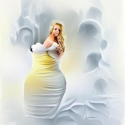 beautiful tall voluptuous blonde in white dress matte backgr...