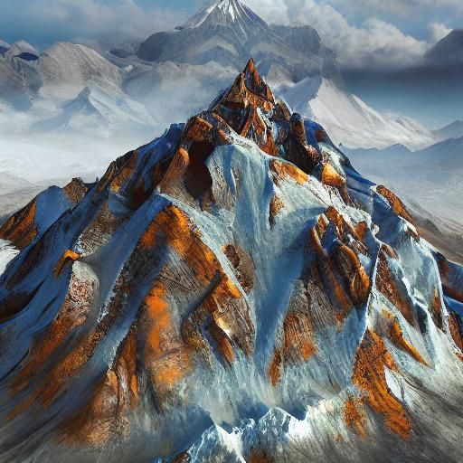 Surreal Map of Mount Everest in Oil Paint